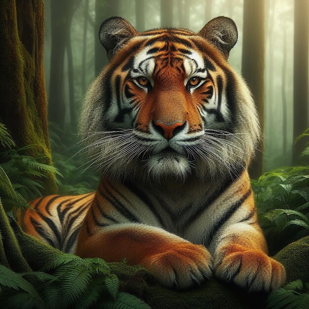 Obra de arte digital hiperrealista de um tigre