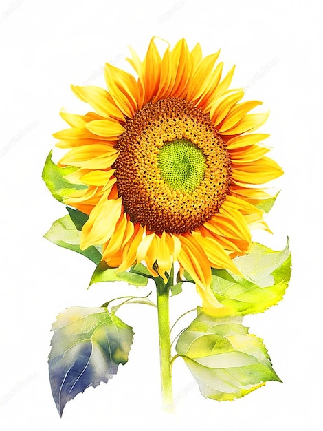 obra maestra acuarela clipart vibrante solo girasol fondo blanco fondo aislado