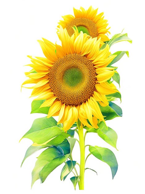 obra maestra acuarela clipart vibrante solo girasol fondo blanco fondo aislado