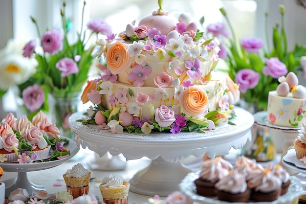 Una obra maestra culinaria de Springs Un pastel de Pascua exquisitamente decorado con glaseado pastel