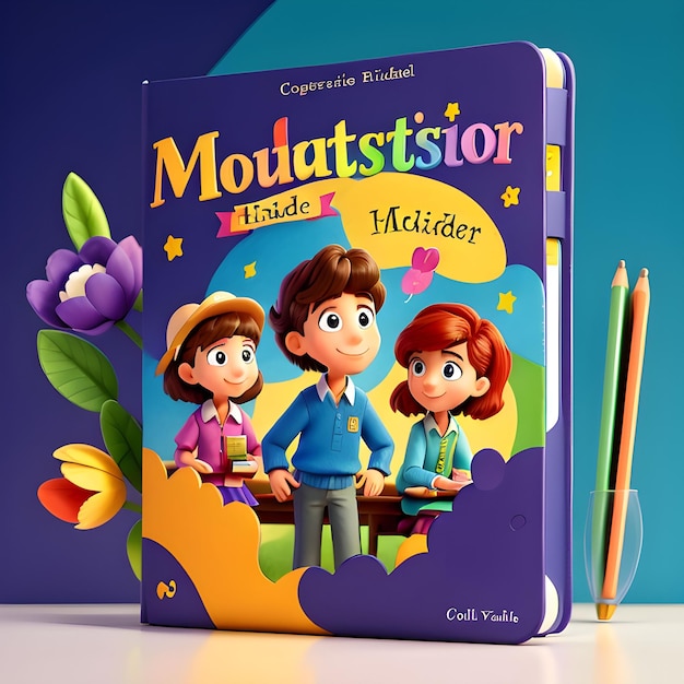 Foto obra maestra, libro escolar para niños de la más alta calidad, diseño de portada colorida.