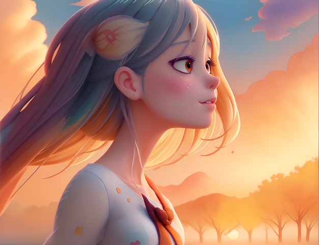 Foto obra maestra mujer hermosa una ilustración digital de estilo anime pinturas digitales de anime