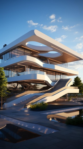 Obra-prima estética A beleza do edifício moderno é uma prova de conceitos arquitetônicos avançados V