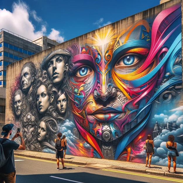 Obra-prima urbana de arte de rua Mural