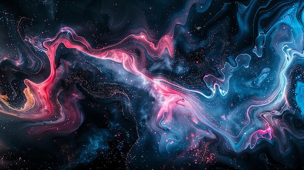 Obras de arte abstractas vívidas con colores giratorios de rosa, azul y negro que se asemejan a una galaxia cósmica Perfecto para proyectos creativos