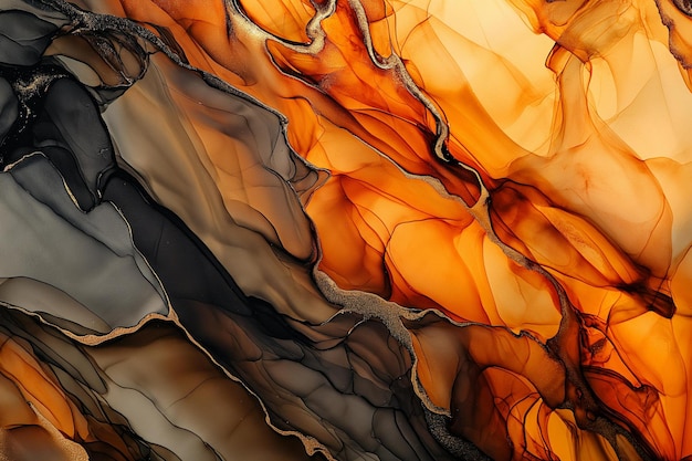 Obras de arte abstracto fluido con tonos cálidos