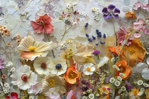 Obras de arte hechas de flores prensadas y papel de morera