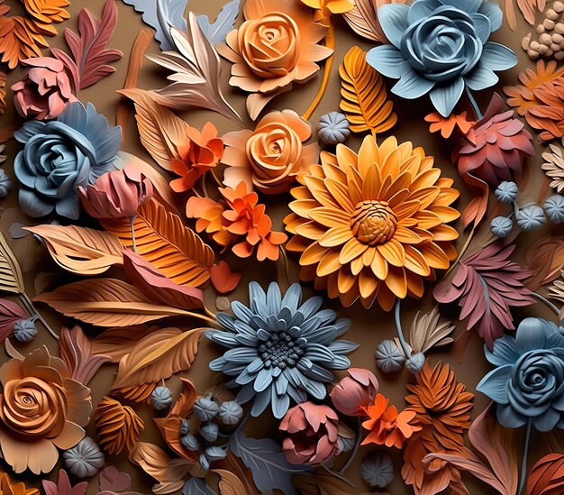 obras de arte hechas de papel y flores