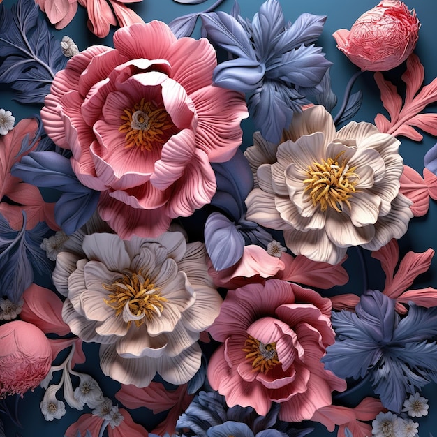 obras de arte hechas de papel y flores