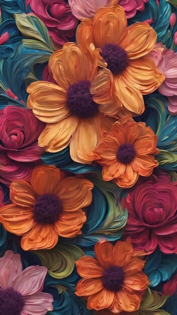 Obras de arte digital com padrões giratórios e flores