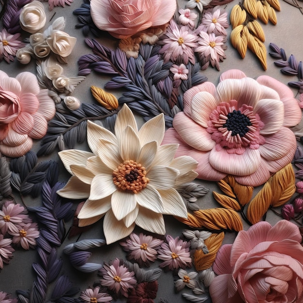 obras de arte feitas de papel e flores