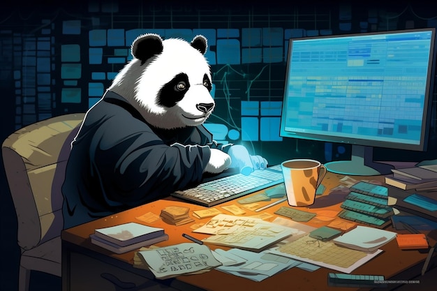 Obras de arte imaginativas apresentando um personagem Panda Generative AI