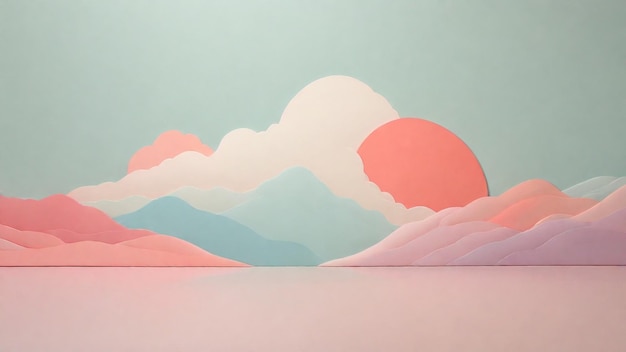 Obras de arte minimalistas em cores pastel.