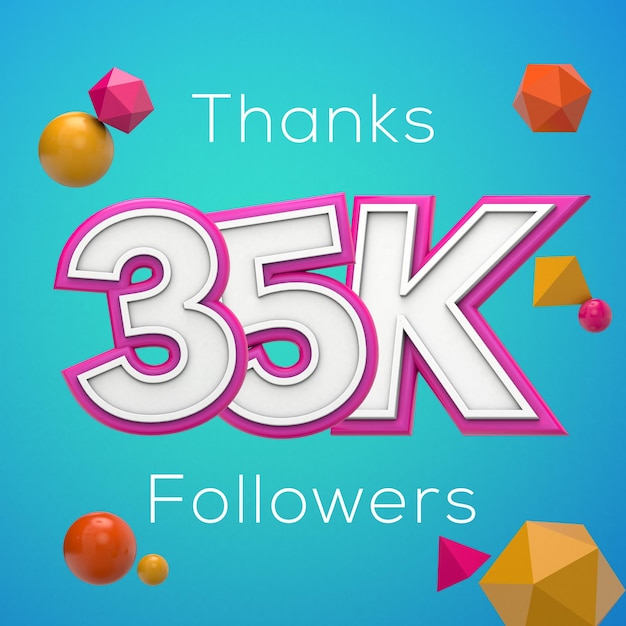 Obrigado k seguidores assinantes de mídia social banner d render