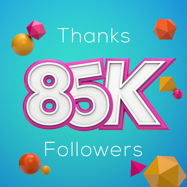 Obrigado k seguidores assinantes de mídia social banner d render
