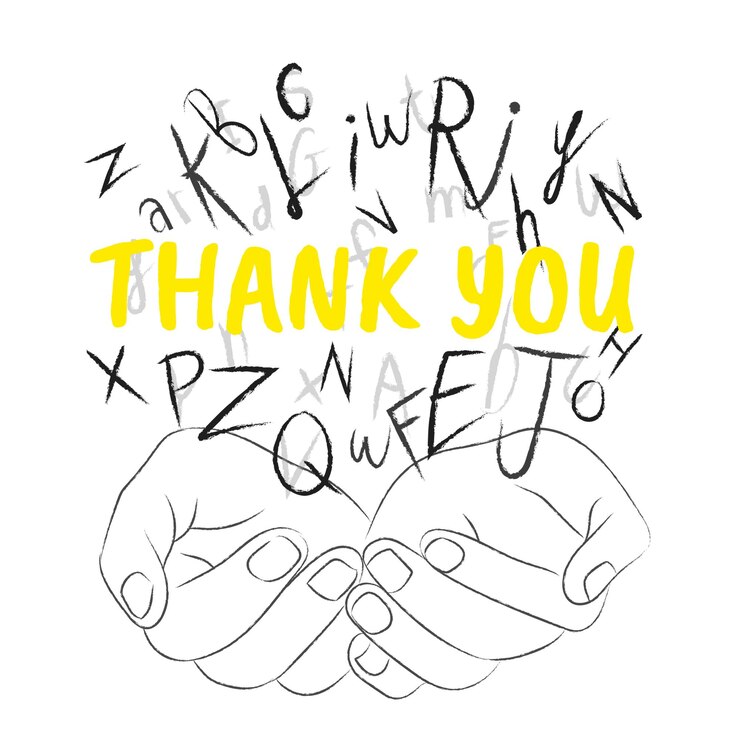 Foto obrigado palavras adesivo png mãos cupping letras do alfabeto em fundo transparente