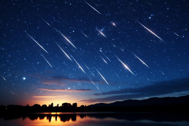 Foto la observación de las estrellas las lluvias de meteoros el cielo de fantasía la observación nocturna de las estrellas