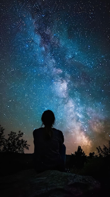 Observando as estrelas num remoto parque de céu escuro um universo inspirador uma maravilha pacífica