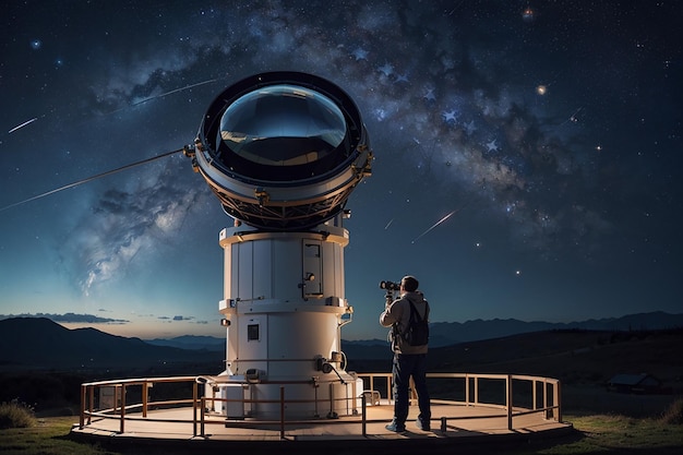 Foto observatorio de la noche estrellada