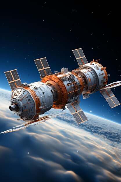 Observatory_station_in_space_3D_rendering_HD Imagen fotográfica de fondo en 8K