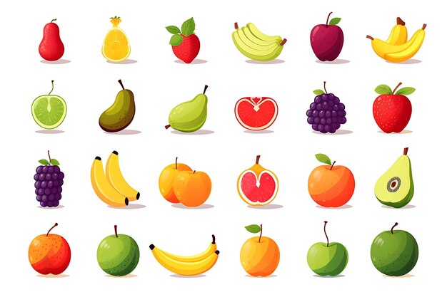 Foto obst-icon-set cartoon-früchte für webdesign