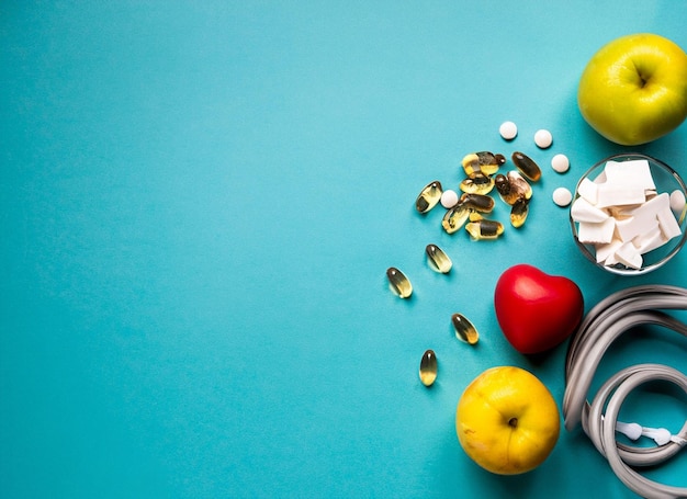 Foto obst und gemüse mit gesundheitskonzept