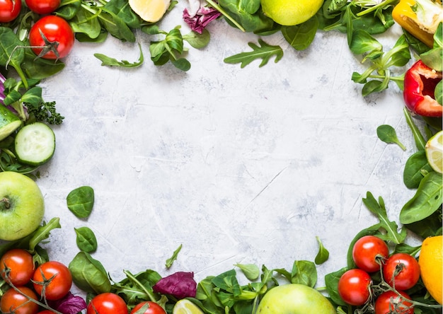 Foto obst- und gemüseladen grauer hintergrund