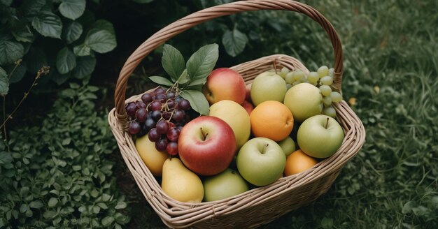 Foto obstkorb voller frisches obst