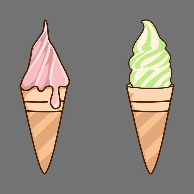 OBTURADOR imágenes de archivo cono de helado de limón Helado de fresa Ilustración sobre fondo gris transparente