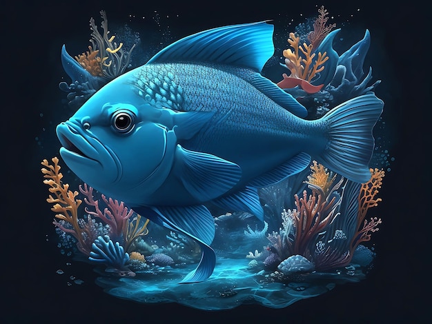 Ocean Fish para t shirt_ai generado