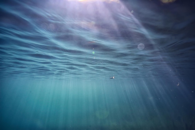 oceano água fundo azul raios subaquáticos sol / fundo azul abstrato natureza água