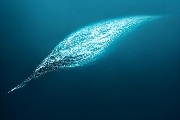 Foto un océano azul con una ola en el medio.