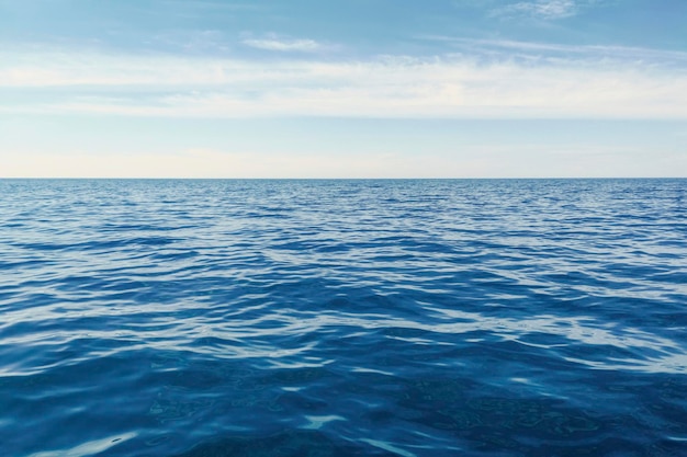 Oceano Azul, Superfície da Água e Céu Azul