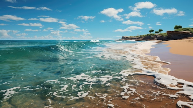 Oceano verde e litoral arenoso