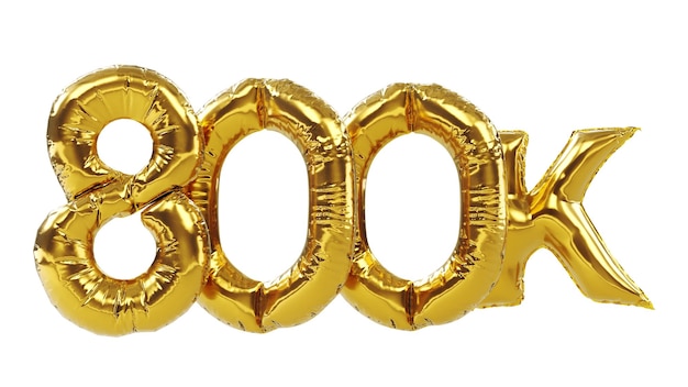 Ochocientos mil globos de oro aislados en blanco 800 mil seguidores celebración