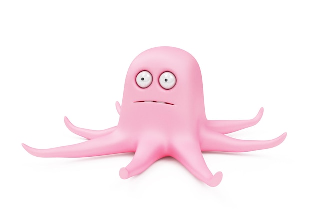 Octopus-Charakter mit verschiedenen Emotionen und Farben auf weißem Hintergrund