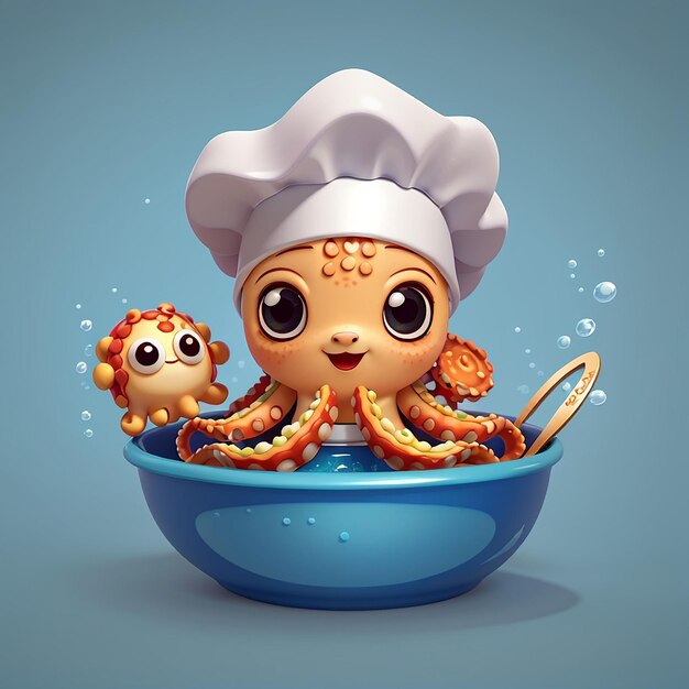 Foto octopus cute holding takoyaki ícone vetorial de desenho animado ilustração ícone de alimento animal conceito isolado estilo de desenho desenhado vetorial plano premium