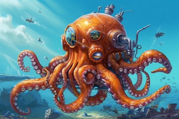 Octopus é um polvo gigante com um tanque nas costas.