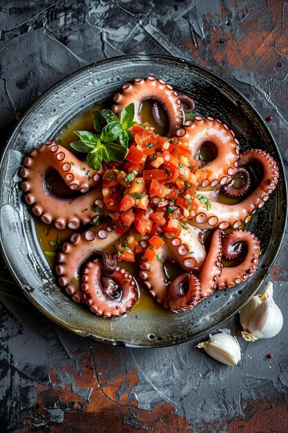 Octopus, gekocht mit Salsa und Knoblauch, KI-generiert