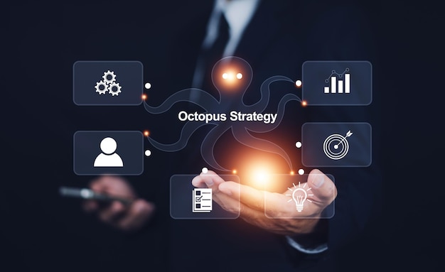 Octopus Strategy for Business marketing management concept software ERP de gerenciamento de documentos