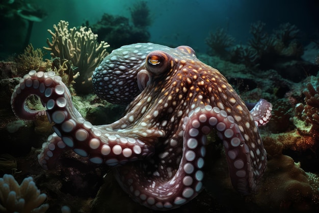 Octopus unter Wasser Generiere Ai