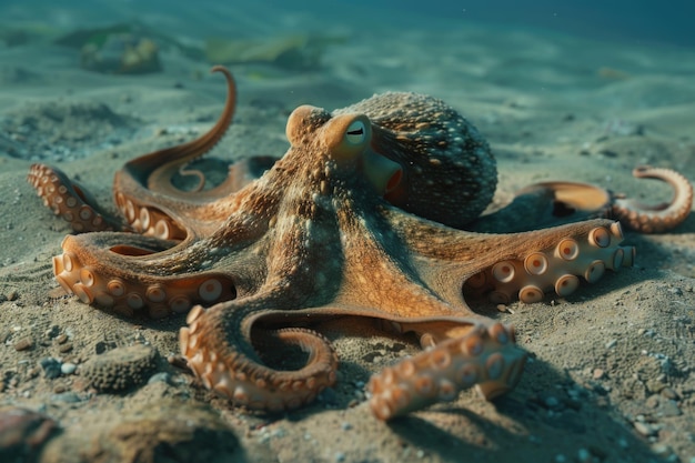Octopus vulgaris común descansando en el fondo del océano | Imagen Premium  generada con IA