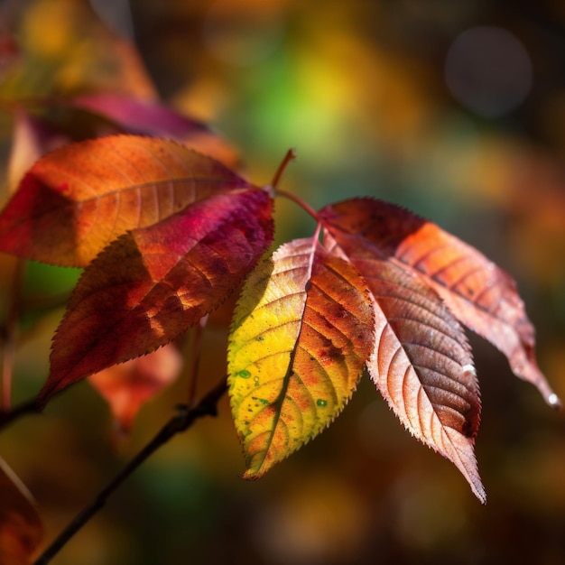 Octubre brillante otoño fondo otoño natural hoja roja temporada naturaleza primer plano IA generativa