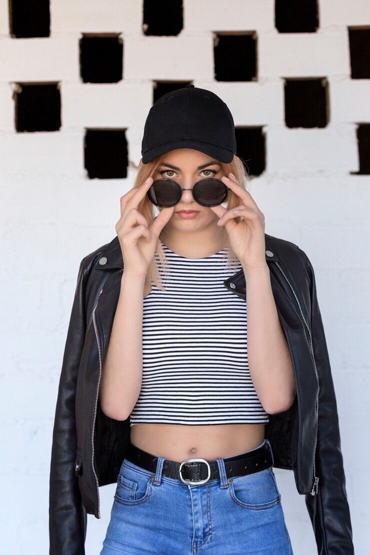 Foto óculos de boné moda menina modelo