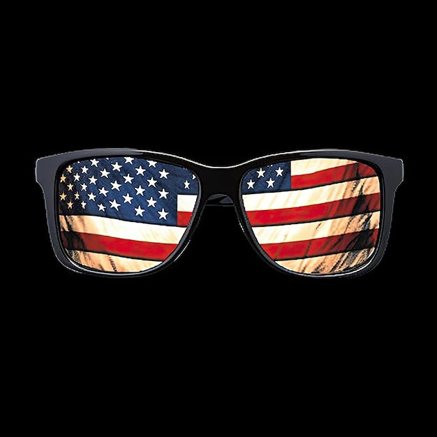 óculos de sol de moldura completa bandeira americana ilustrador de costas pretas fundo branco HD foto isolado branco