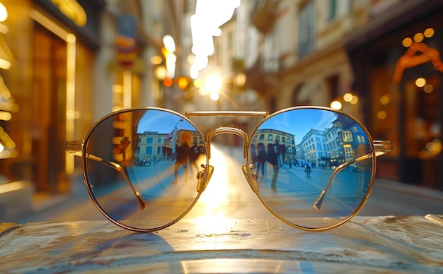 Foto Óculos de sol e o reflexo da cidade neles