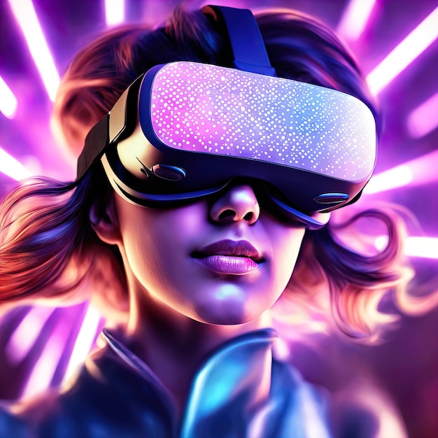 óculos vr em luz neon conceito futurista de realidade virtualfone de ouvido de realidade virtual fone de ouvido vr 3