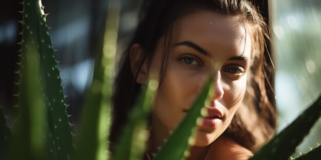 Foto el ocupante de la planta de aloe vera es el generativo ai