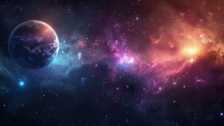 Odisea interestelar vista panorámica de planetas y estrellas lejanos en el majestuoso paisaje espacial