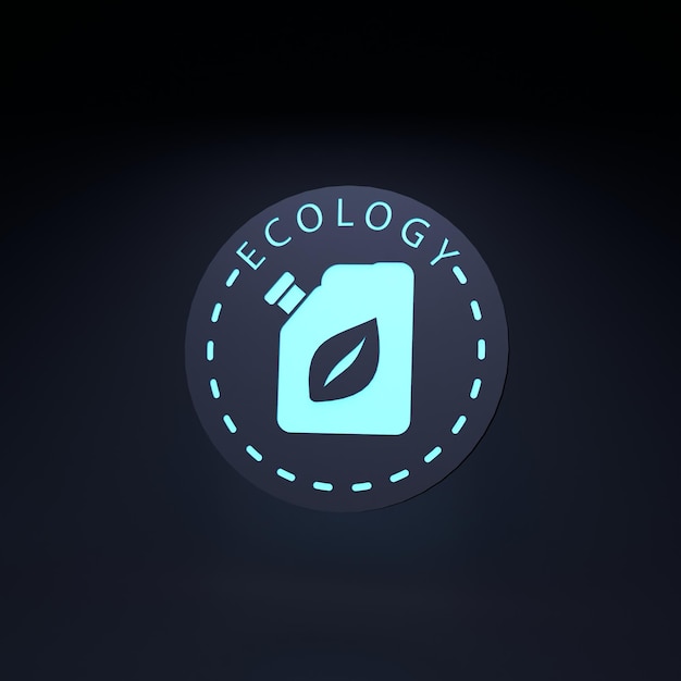 Foto Öko-kraftstoff-neon-symbol ökologie-konzept 3d-render-illustration